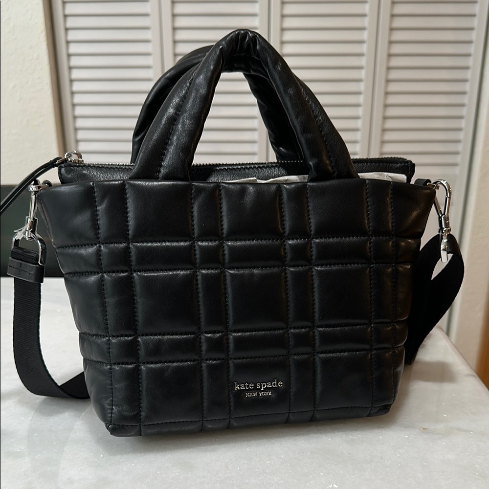 Kate Spade Black Quilted Leather Mini Tote Bag NWT